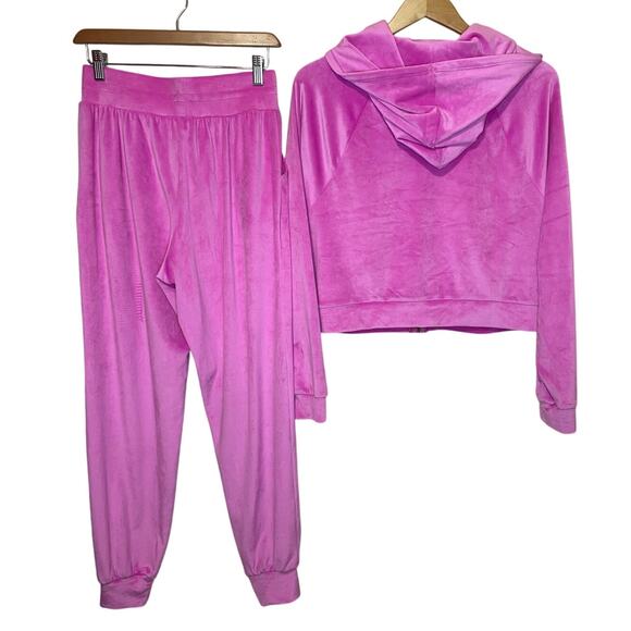 Vixtoria's Secret On Point Velour Bright Pink Track Suit Jacket Small Joggers XS - Picture 2 of 16